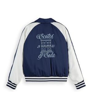 Scotch & Soda Blue and White Embroidered Jacket